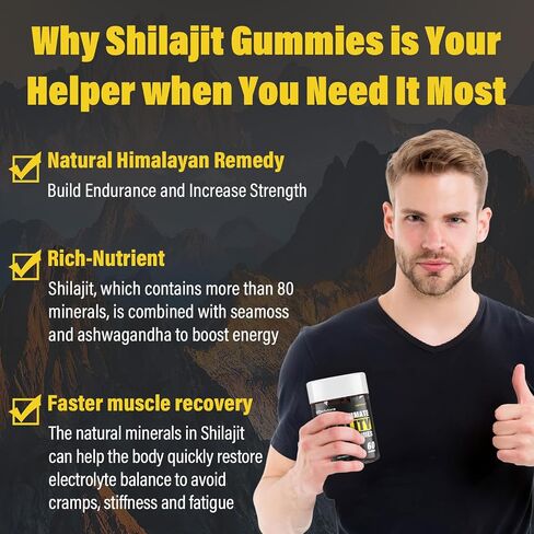 Shilajit Gummies| Shilajit for Men – Diamond-Shaped, Shilajit Pure Himalayan Organic |High Potency|85+ Trace Minerals & Fulvic Acid| Shilajit Supplement | 60 Gummies in Saudi Arabia