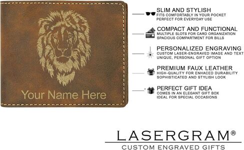LaserGram Faux Leather Bi-Fold Wallet, Rooster, Personalized Engraving Included (Rustic with Gold) in Saudi Arabia