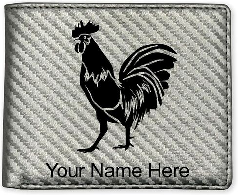 LaserGram Faux Leather Bi-Fold Wallet, Rooster, Personalized Engraving Included (Rustic with Gold) in Saudi Arabia