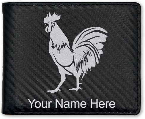 LaserGram Faux Leather Bi-Fold Wallet, Rooster, Personalized Engraving Included (Rustic with Gold) in Saudi Arabia