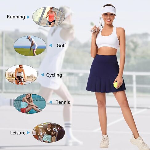 Soneven Women Knee Length Tennis Skort with Pockets High Waisted Long Athletic Golf Skirt Ruffle Pleated Dressy Casual Summer in Saudi Arabia