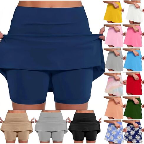 Skorts for Woman Plus Size High Waisted Skirt with Shorts Underneath Athletic Tennis Skirts with Pockets Tummy Control in Saudi Arabia
