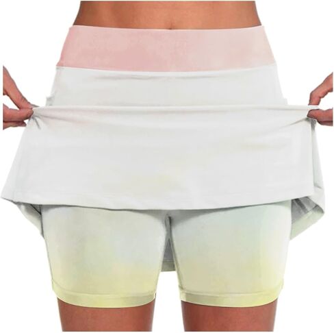 Skorts for Woman Plus Size High Waisted Skirt with Shorts Underneath Athletic Tennis Skirts with Pockets Tummy Control in Saudi Arabia