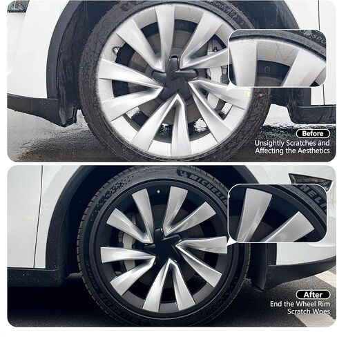 Wheel Rim Protector Rim 20 Inches for 2025-2026 New Tesla Model Y Juniper, 4 PCS New Tesla Model Y 2025 Scratch-Resistant ABS Rim Hubcaps Cover,20 Inch 2.0 Wheel Rim Protection Accessories，Black in Saudi Arabia