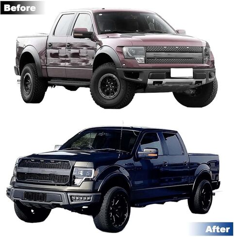 المصد الأمامي مع استبدال أضواء الضباب للفترة 2009-2014 Ford F-150 Crew/تمديد الكابينة الالتقاط 4 أبواب/سيارات كابينة قياسية 2-باب ، RPT على غرار الفحم اللامع الرمادي in Kuwait