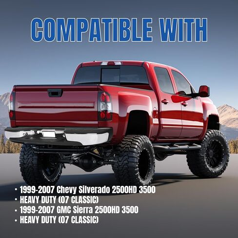 kuafu الخطوة الخلفية الوفير متوافق مع 1999-2007 Chevy Chevrolet Silverado GMC Sierra 2500 HD 3500 شاحنة كروم الصلب استبدال GM1103129 12473000 GM1103141 GM1191121 in Saudi Arabia