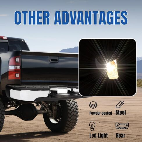 kuafu الخطوة الخلفية الوفير متوافق مع 1999-2007 Chevy Chevrolet Silverado GMC Sierra 2500 HD 3500 شاحنة كروم الصلب استبدال GM1103129 12473000 GM1103141 GM1191121 in Saudi Arabia