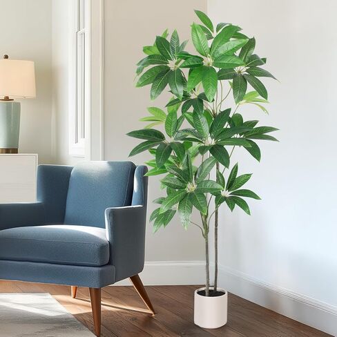 Artificial Money Tree - 6 FT TallFake Tree with Pot - Large Faux Plants Indoor, Lifelike Branches & Foliage - Artificial Plants for Home Office Living Room Decor Indoor in Kuwait