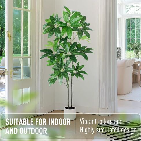 Artificial Money Tree - 6 FT TallFake Tree with Pot - Large Faux Plants Indoor, Lifelike Branches & Foliage - Artificial Plants for Home Office Living Room Decor Indoor in Kuwait