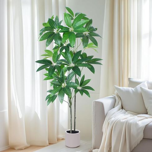 Artificial Money Tree - 6 FT TallFake Tree with Pot - Large Faux Plants Indoor, Lifelike Branches & Foliage - Artificial Plants for Home Office Living Room Decor Indoor in Kuwait