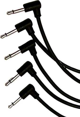 Luigis Modular M-PAR Right Angled Eurorack Patch Cables - Package of 5 Black Cables, 6" (15 cm) in Saudi Arabia