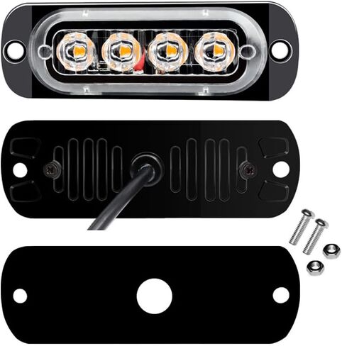 4 PCS/Set 12-24V Warning Lights, 4 LEDs Car Truck Emergency Beacon Warning Hazard Flash Strobe Light, Waterproof Clear Lens Red Light in Saudi Arabia