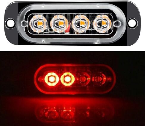 4 PCS/Set 12-24V Warning Lights, 4 LEDs Car Truck Emergency Beacon Warning Hazard Flash Strobe Light, Waterproof Clear Lens Red Light in Saudi Arabia