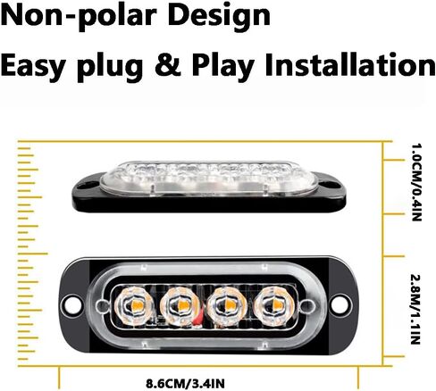 4 PCS/Set 12-24V Warning Lights, 4 LEDs Car Truck Emergency Beacon Warning Hazard Flash Strobe Light, Waterproof Clear Lens Red Light in Saudi Arabia