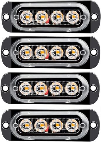 4 PCS/Set 12-24V Warning Lights, 4 LEDs Car Truck Emergency Beacon Warning Hazard Flash Strobe Light, Waterproof Clear Lens Red Light in Saudi Arabia