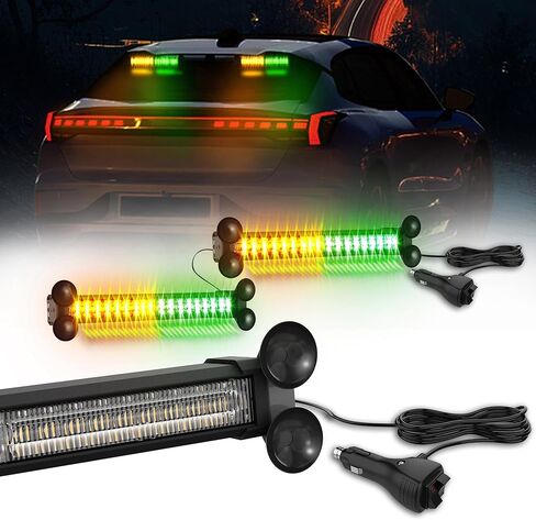 Emergency LED Strobe Traffic Advisor Lights Bar, Car Windshield Hazard Safety Warning Directional Flashing light w/Suction Cups Split Mount for Vehicle Trucks Volunteer, 2x12inch, Red Blue in Kuwait