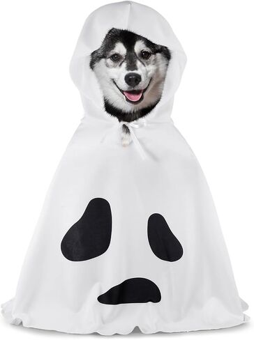 Halloween Ghost Dog Costume White Halloween pet Costume with Hats Ghost Costumes for Dogs Cats pet Cosplay Clothes Halloween Cats Cape for Party Decorations in Saudi Arabia