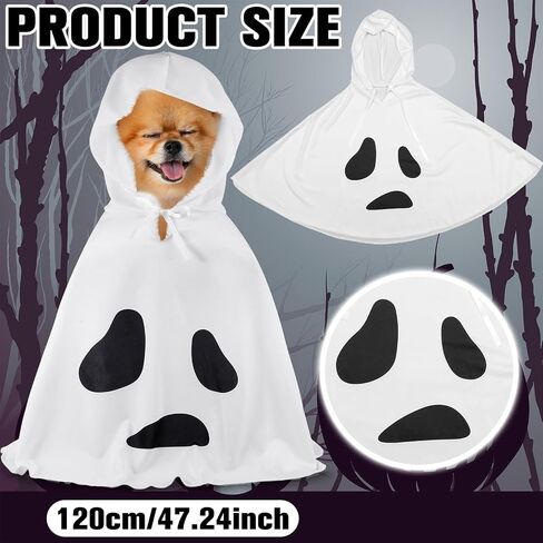 Halloween Ghost Dog Costume White Halloween pet Costume with Hats Ghost Costumes for Dogs Cats pet Cosplay Clothes Halloween Cats Cape for Party Decorations in Saudi Arabia
