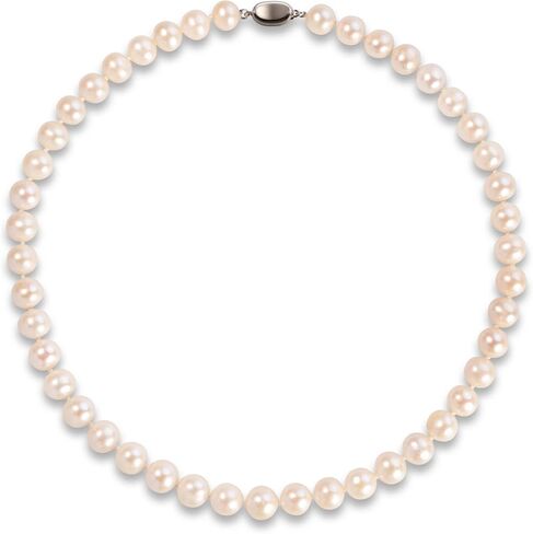 Real Pearl Necklaces for Women, Freshwater Cultured Pearl - 9-10mm AAAA+ Grade Natural Pearls Jewelry Gift with Sterling Silver Clasp in Saudi Arabia