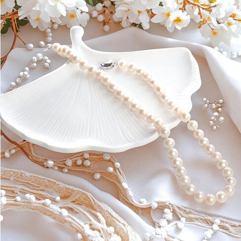 Real Pearl Necklaces for Women, Freshwater Cultured Pearl - 9-10mm AAAA+ Grade Natural Pearls Jewelry Gift with Sterling Silver Clasp in Saudi Arabia