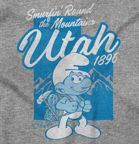 Brisco Brands Smurfs Cartoon American States Crewneck T Shirts Boy Girl in Kuwait