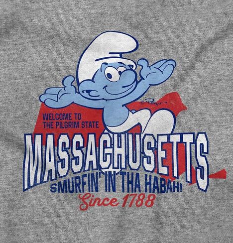 Brisco Brands Smurfs Cartoon American States Crewneck T Shirts Boy Girl in Kuwait