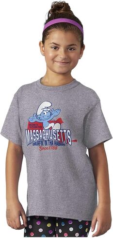 Brisco Brands Smurfs Cartoon American States Crewneck T Shirts Boy Girl in Kuwait