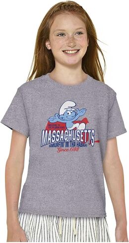 Brisco Brands Smurfs Cartoon American States Crewneck T Shirts Boy Girl in Kuwait