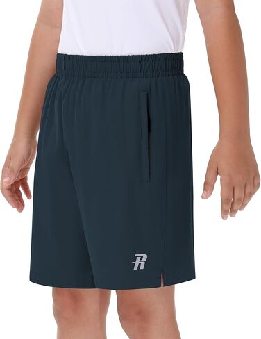 Runhit Boys Athletic Shorts Quick Dry Running Shorts for Youth Kids Lightweight Basketball Soccer Gym Shorts Zipper Pockets in Saudi Arabia