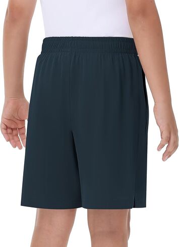 Runhit Boys Athletic Shorts Quick Dry Running Shorts for Youth Kids Lightweight Basketball Soccer Gym Shorts Zipper Pockets in Saudi Arabia