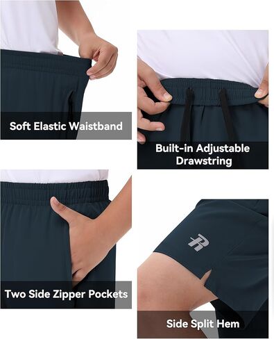Runhit Boys Athletic Shorts Quick Dry Running Shorts for Youth Kids Lightweight Basketball Soccer Gym Shorts Zipper Pockets in Saudi Arabia