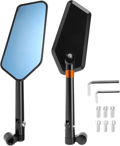 1SET Universal دراجة نارية خلفية المرايا المرايا القابلة للتعديل نهاية الشريط الجانبي MOUNT M8/M10 شكل سبيكة الألومنيوم الأسود الأسود in Kuwait