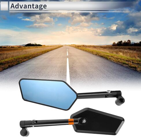 1SET Universal دراجة نارية خلفية المرايا المرايا القابلة للتعديل نهاية الشريط الجانبي MOUNT M8/M10 شكل سبيكة الألومنيوم الأسود الأسود in Kuwait
