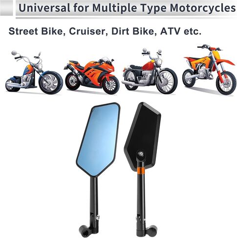 1SET Universal دراجة نارية خلفية المرايا المرايا القابلة للتعديل نهاية الشريط الجانبي MOUNT M8/M10 شكل سبيكة الألومنيوم الأسود الأسود in Kuwait