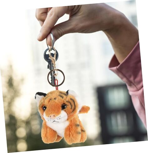 Ciieeo Plush Tiger Shape Keychain Cute Hanging Decoration for Bags Backpacks Stuffed Animal Pendant for Adults Tiger Keyring in Kuwait