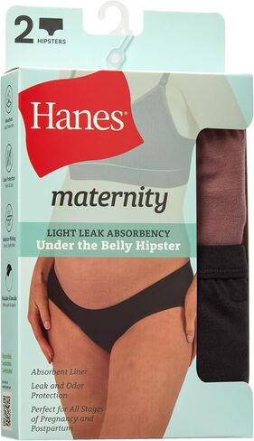 Hanes Women's Maternity Light Leak Hipster Underwear, Under The Belly, Pregnancy & Post Partum Panty, 2-pk in Saudi Arabia