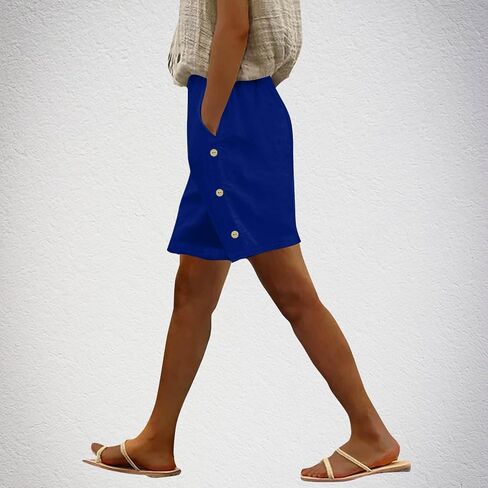 Women's Summer Shorts Casual Elastic Waist Comfort Short Pants 7 Inch Inseam Beach-Shorts Trendy Clothes in Saudi Arabia