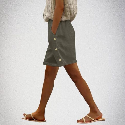 Women's Summer Shorts Casual Elastic Waist Comfort Short Pants 7 Inch Inseam Beach-Shorts Trendy Clothes in Saudi Arabia