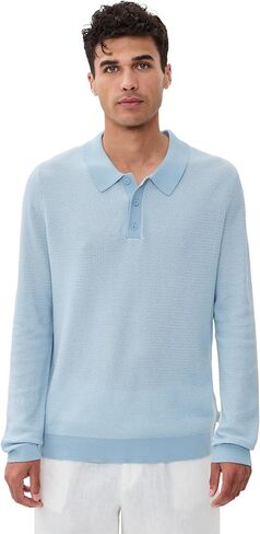 Men's Cotton Textured Knit Long Sleeve Polo in Saudi Arabia