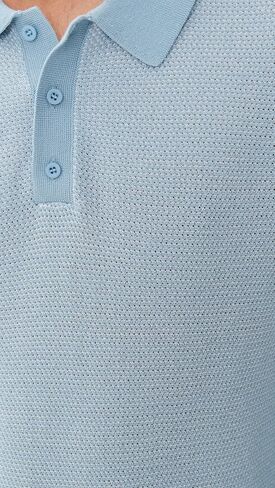 Men's Cotton Textured Knit Long Sleeve Polo in Saudi Arabia