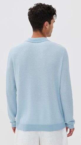 Men's Cotton Textured Knit Long Sleeve Polo in Saudi Arabia