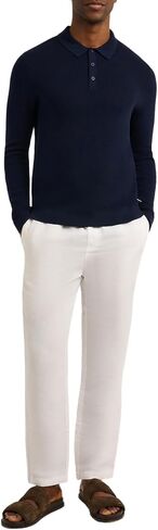 Men's Cotton Textured Knit Long Sleeve Polo in Saudi Arabia