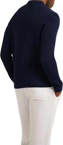 Men's Cotton Textured Knit Long Sleeve Polo in Saudi Arabia