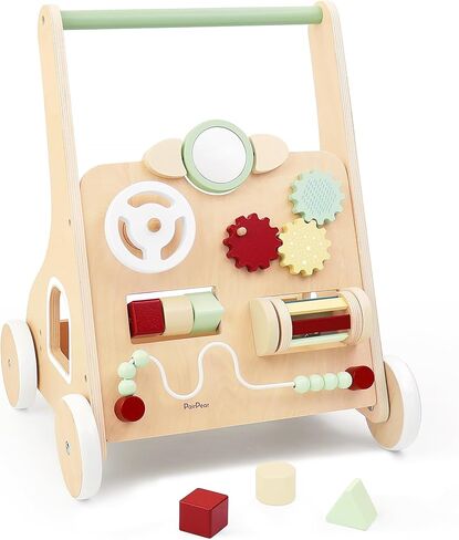 PairPear Wooden Baby Walker Push and Pull Learning Activity Walker,Toddler Sit to Stand Push Walker Toys Gift for Baby Boys and Girls 12 m+（Green） in Kuwait