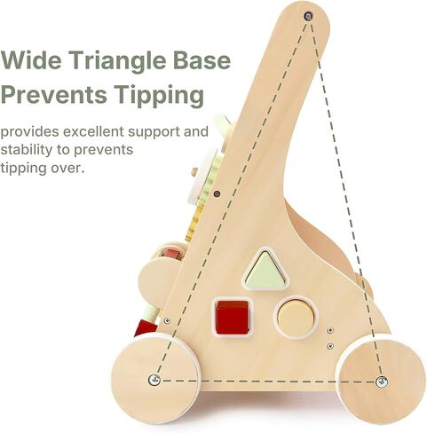 PairPear Wooden Baby Walker Push and Pull Learning Activity Walker,Toddler Sit to Stand Push Walker Toys Gift for Baby Boys and Girls 12 m+（Green） in Kuwait
