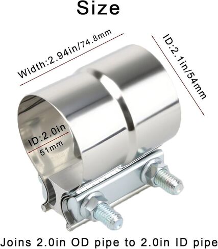 ‎DROIFUIM 2 Pcs 2.25 Inch Exhaust Pipe Clamps Butt 304 Stainless Steel Ring Clamps for Catalytic Converter, Muffler, Conversion (2，2.25 Inch) in Saudi Arabia