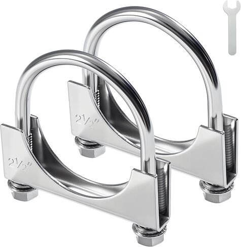 Evil Energy 2.5 "مشبك عادم U -Duty U -Duty ، 2 1/2 بوصة من الفولاذ المقاوم للصدأ U المشابك ، نمط السرج ، 2 مساءً in Kuwait