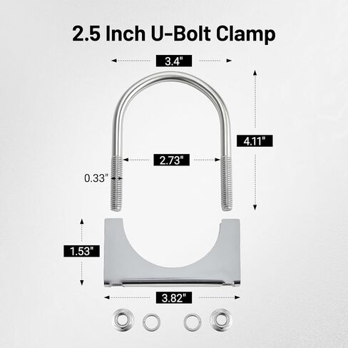 Evil Energy 2.5 "مشبك عادم U -Duty U -Duty ، 2 1/2 بوصة من الفولاذ المقاوم للصدأ U المشابك ، نمط السرج ، 2 مساءً in Kuwait