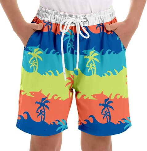 Boys Swim Trunks with Compression Liner UPF 50+ Quick Dry Bathing Suit Kids Beach Shorts Swimwear 7-20T in Saudi Arabia