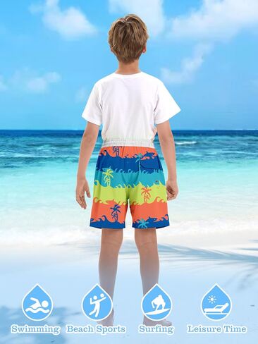 Boys Swim Trunks with Compression Liner UPF 50+ Quick Dry Bathing Suit Kids Beach Shorts Swimwear 7-20T in Saudi Arabia
